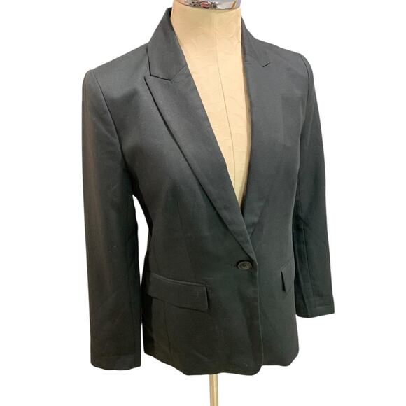 Size 2P Loft Petites Womens Black Blazer Suit  Jacket Linen Blend - Picture 7 of 10